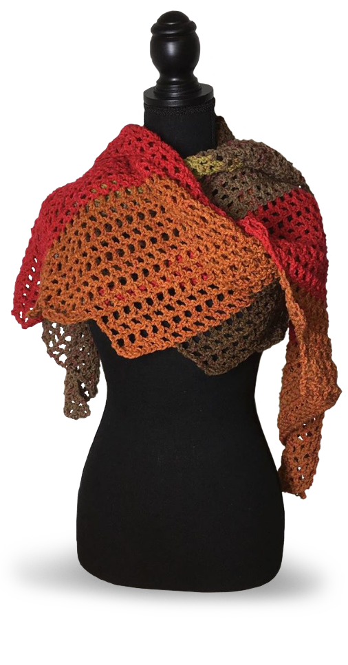 Dress form with fall colored shawl